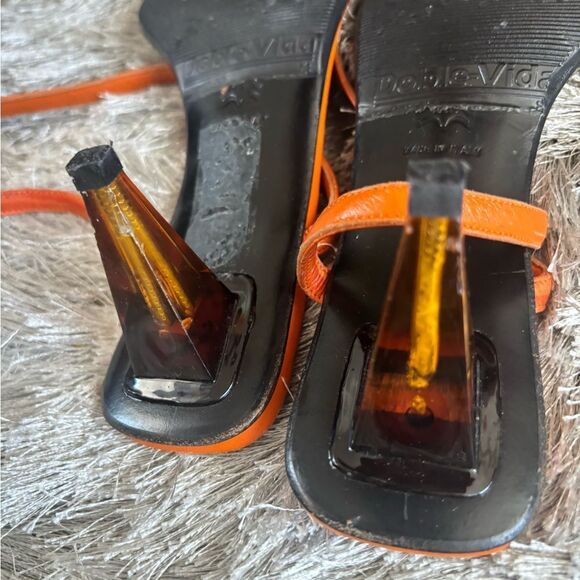 Versace 90s Vintage glass Heel open toe strappy sandals Designer crocodile y2k - Picture 3 of 10